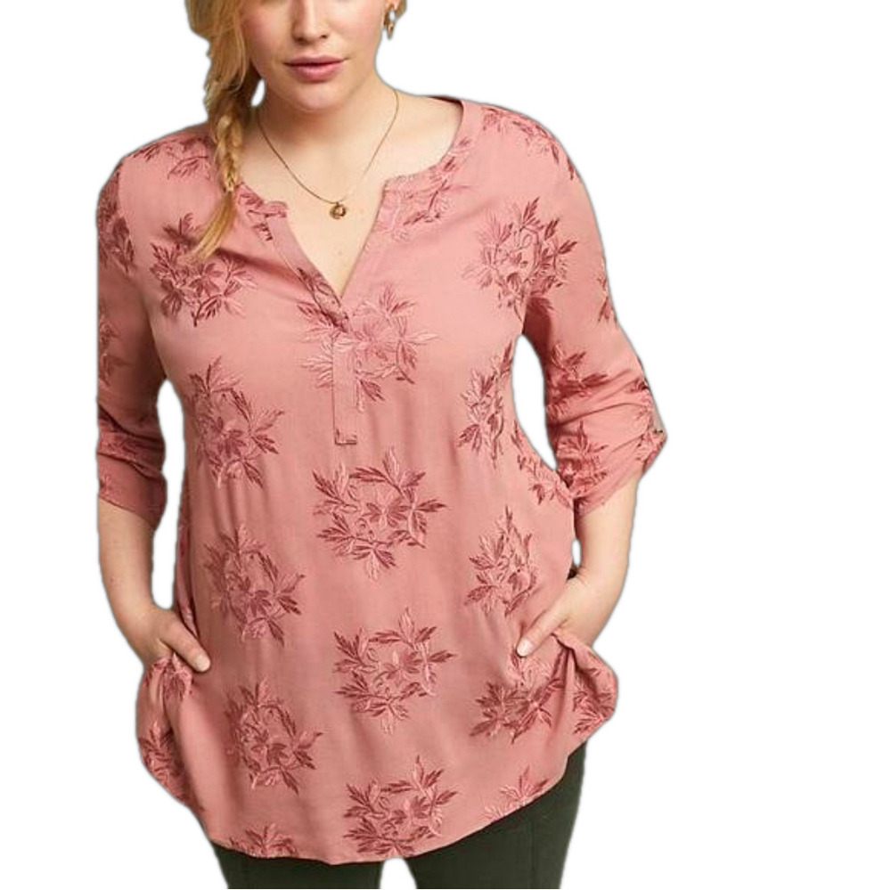 Anthropologie Maeve Kew Rose Embroidered Floral Tunic Top Size Small - Picture 2 of 14